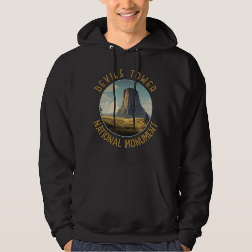 Devils Tower National Monument Distressed Circle Hoodie