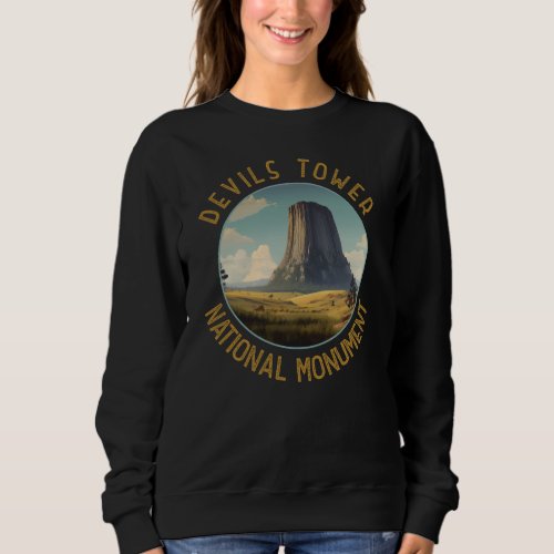Devils Tower National Monument Distressed Circle Sweatshirt