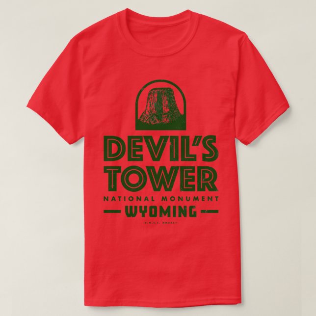 Devils Tower National Monument Green T-Shirt (Design Front)