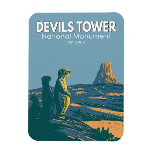 Devils Tower National Monument Prairie Dog Vintage Magnet