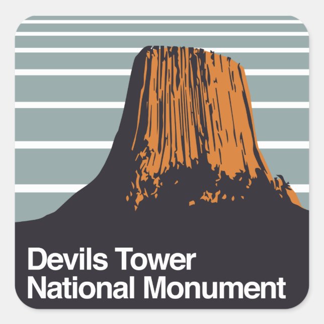 Devils Tower National Monument Square Sticker (Front)