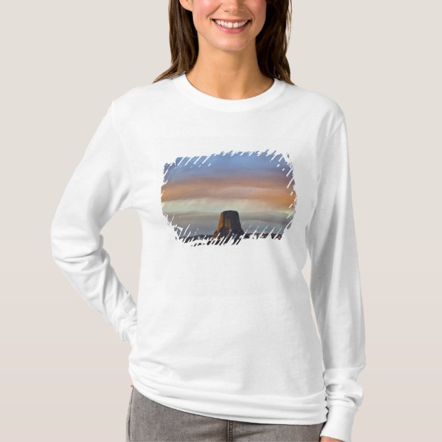 Devils Tower National Monument, Storm at Sunset T-Shirt (Front)