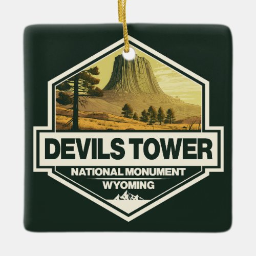 Devils Tower National Monument Travel Art Vintage Ceramic Ornament