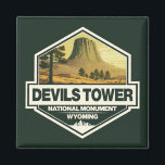 Devils Tower National Monument Travel Art Vintage Magnet<br><div class="desc">Devils Tower National Monument vector design. It is a butte composed of igneous rock in the Bear Lodge Ranger District of the Black Hills.</div>