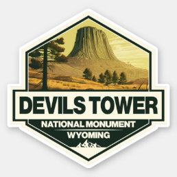 Devils Tower National Monument Travel Art Vintage Sticker