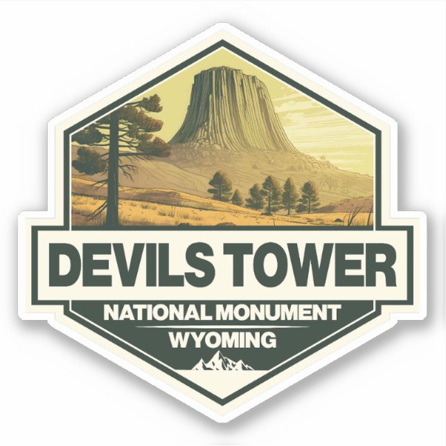Devils Tower National Monument Travel Art Vintage Sticker (Front)