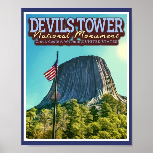 DEVILS TOWER NATIONAL MONUMENT _ WYOMING USA POSTER