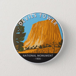 Devils Tower National Monument Wyoming Vintage Button