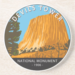 Devils Tower National Monument Wyoming Vintage Coaster