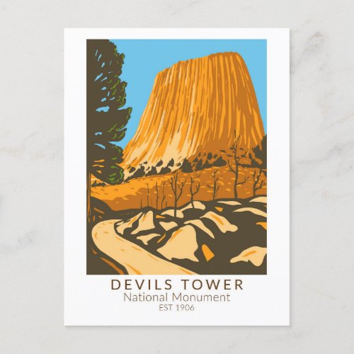 Devils Tower National Monument Wyoming Vintage Postcard