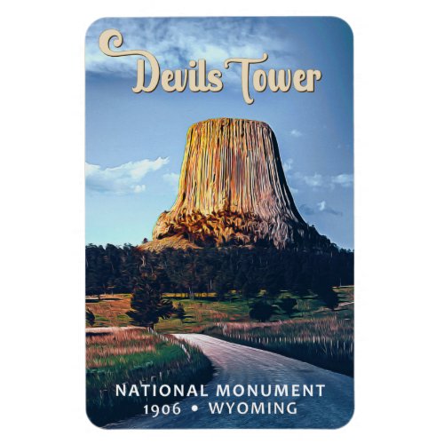 Devils Tower National Monument Wyoming Watercolor Magnet