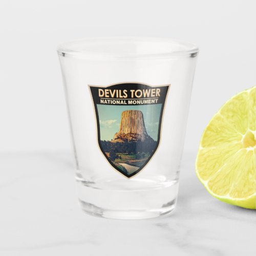 Devils Tower National Monument Wyoming Watercolor Shot Glass