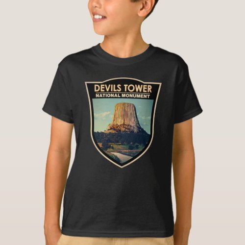 Devils Tower National Monument Wyoming Watercolor  T_Shirt