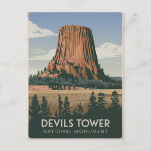 Devils Tower National Park Vintage Postcard