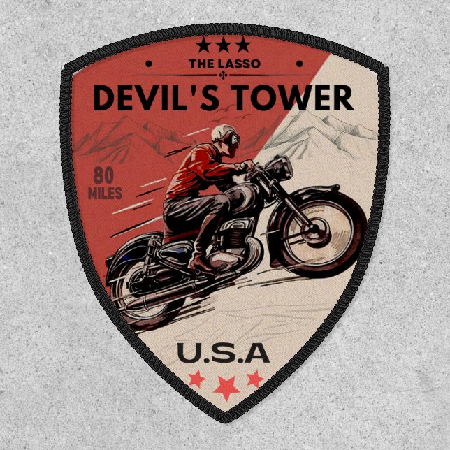 Devil's Tower Road - the lasso Motorcycle road tri Patch (Front)