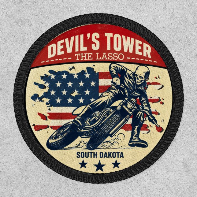 Devil's Tower Road - the lasso Motorcycle road tri Patch (Front)