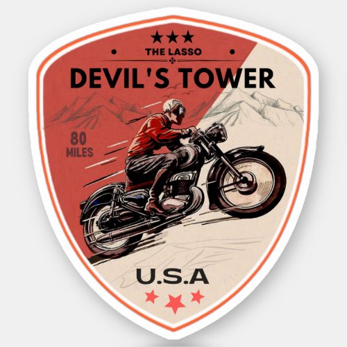 Devils Tower Road _ the lasso Motorcycle road tri Sticker