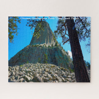 Devils Tower South Dakota.Christmas Greetings Jigsaw Puzzle