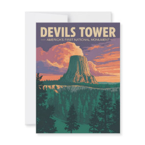 Devils Tower Vintage Travel Poster Postcard
