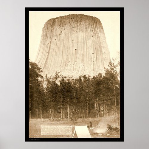 Devils Tower with Tent in Front WY 1887 Poster