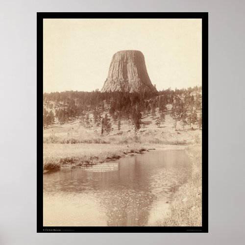 Devils Tower with Water WY 1890 Poster