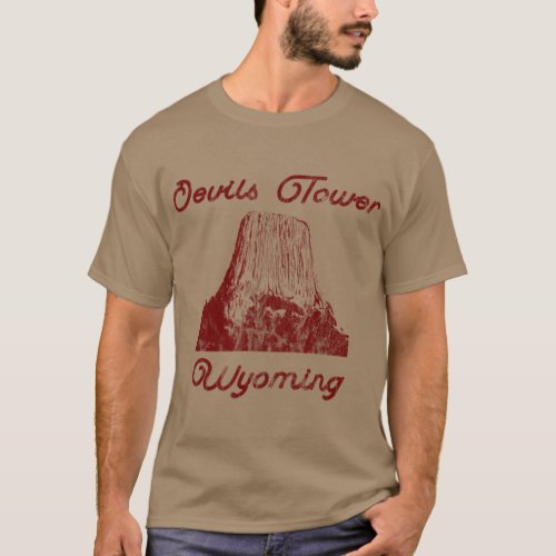 Devils Tower Wyoming National Monument Retro T_Shirt