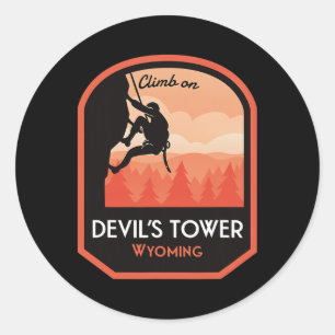 Devils Tower Wyoming Rock Climbing Classic Round Sticker