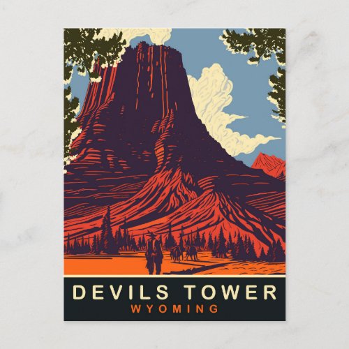 Devils Tower Wyoming Travel Postcard