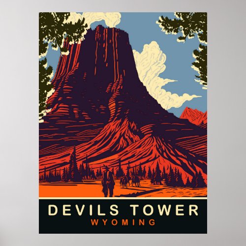 Devils Tower Wyoming Travel Poster