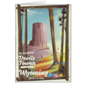 Devils Tower, Wyoming vintage Camping print. (Front)