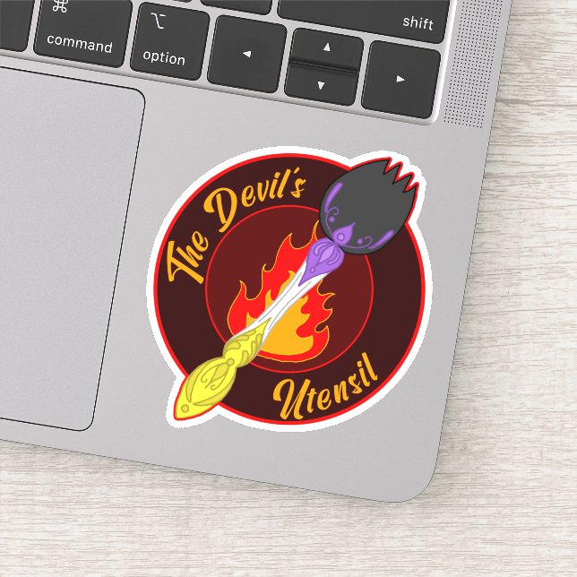 Devil's Utensil - Satanic Nonbinary Spork Doodle  Sticker (Detail)