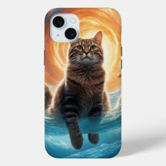 Devine Cosmic Feline Trio: A Celestial Cat Odyssey