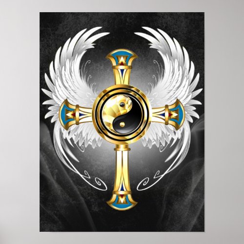 Devine Egyptian Gold Yin Yang Symbol Poster
