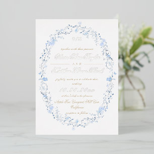 Devine Elegant Gold Foil Modern Floral Wedding Invitation