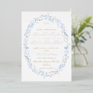 Devine Elegant Gold Foil Modern Floral Wedding  Invitation