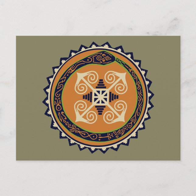 Devine Fire Wheel with Ouroboros Snake VooDoo Postcard (Front)