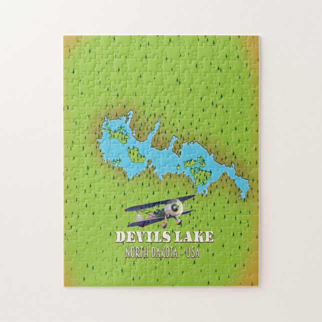 Devi's Lake North Dakota USA map Jigsaw Puzzle (Vertical)