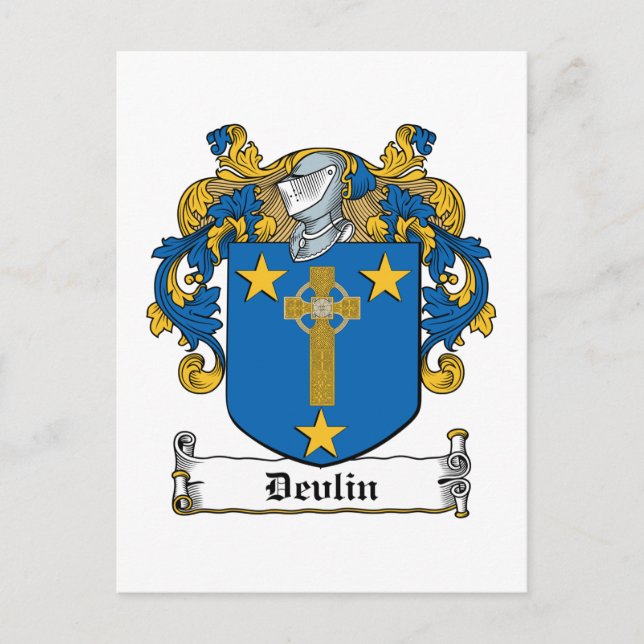 Devlin Family Crest Postcard (Front)
