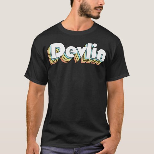 Devlin Retro Rainbow Typography Faded Style T_Shirt