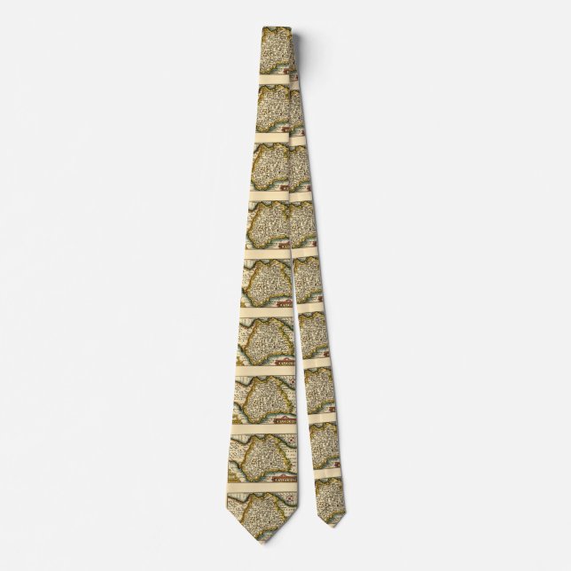 Devon (Devonshire) County England Antiquarian Map  Neck Tie (Front)
