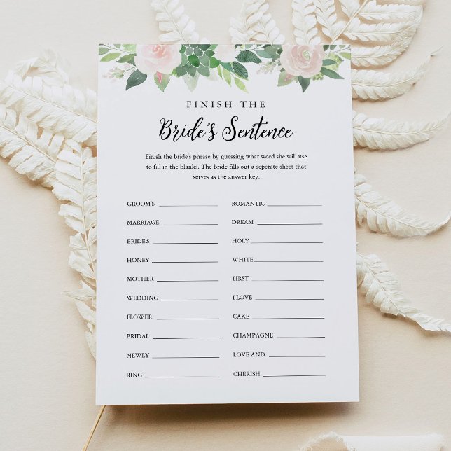 DEVON Finish the Bride's Phrase Bridal Game  Invitation (Creator Uploaded)