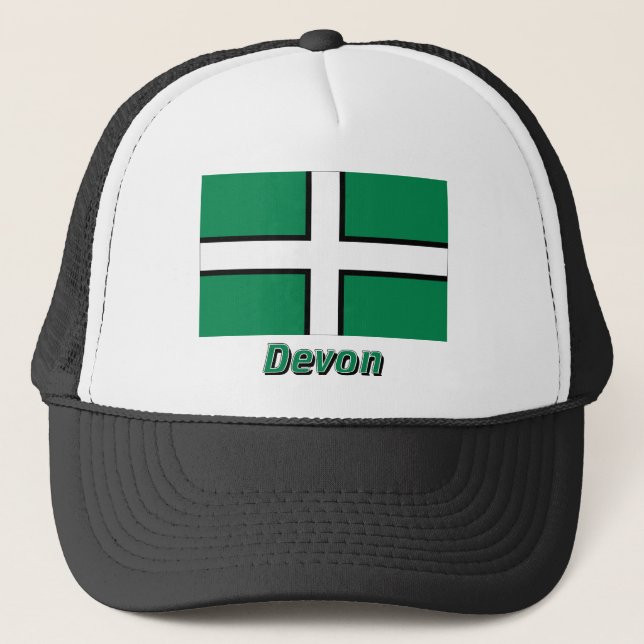 Devon Flag with Name Trucker Hat (Front)