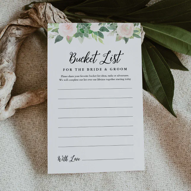 DEVON Greenery Bucket List Bridal Shower Game Card | Zazzle