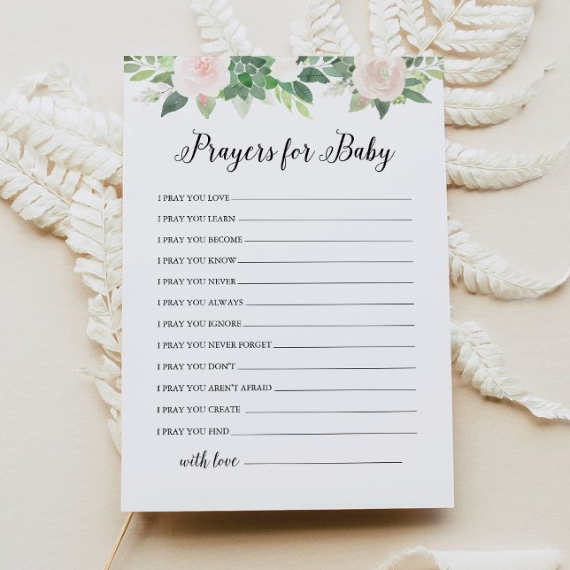 DEVON Greenery Prayers For Baby Shower Advice Card (Creator Uploaded)