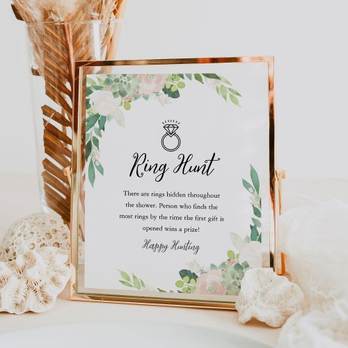 DEVON Greenery Ring Hunt Bridal Shower Game Sign