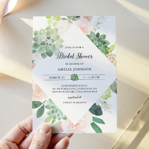 DEVON Greenery Succulent Bridal Shower Invitation