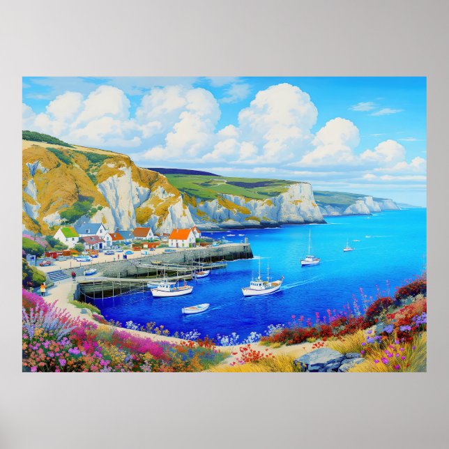 "Devon Harbour Dreamscape" – An English Seascape Poster (Front)