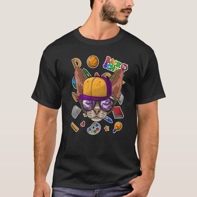 Devon Rex Back To School First Day Of School Cat T-Shirt (Front)