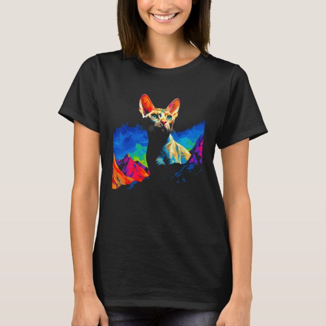 Devon Rex Cat Art T-Shirt (Front)