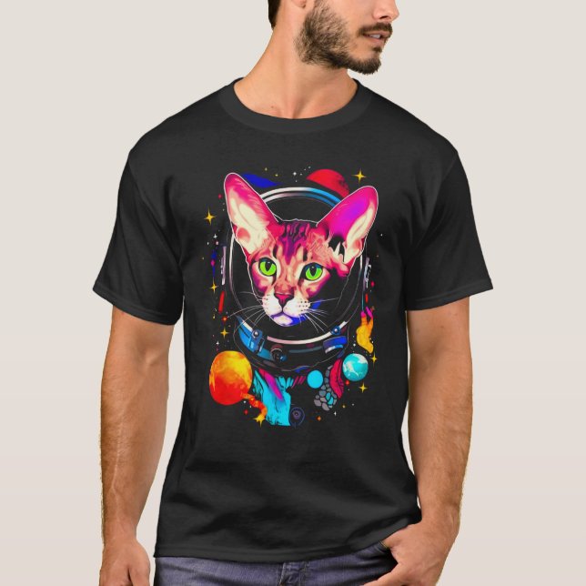 Devon Rex Cat Astronaut T-Shirt (Front)